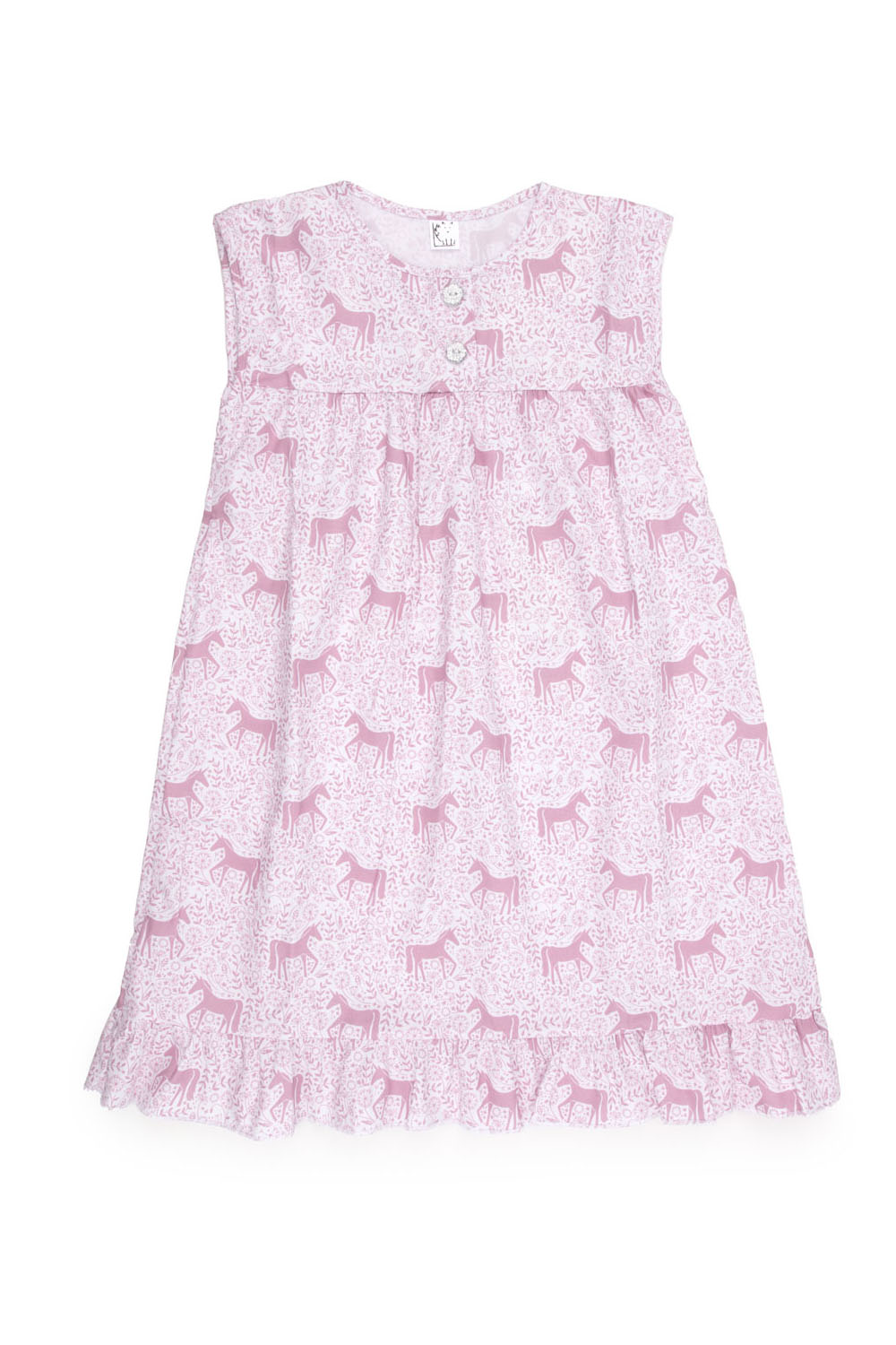 Jeptex-13 Girls cotton dusty pink unicorn nightie made in the UK